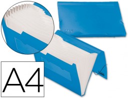 Carpeta clasificadora 13 departamentos Liderpapel A4 polipropileno azul translúcido